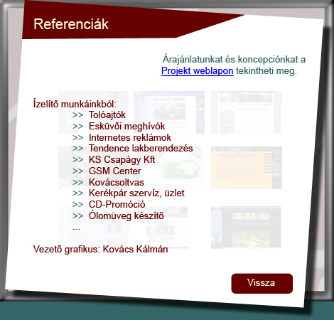 Honlapk&eacute;sz&iacute;t&eacute;s, webgrafika referenci&aacute;k.